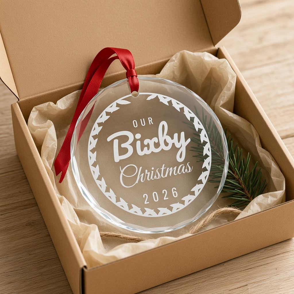 Crystal keepsake ornament in a kraft gift box