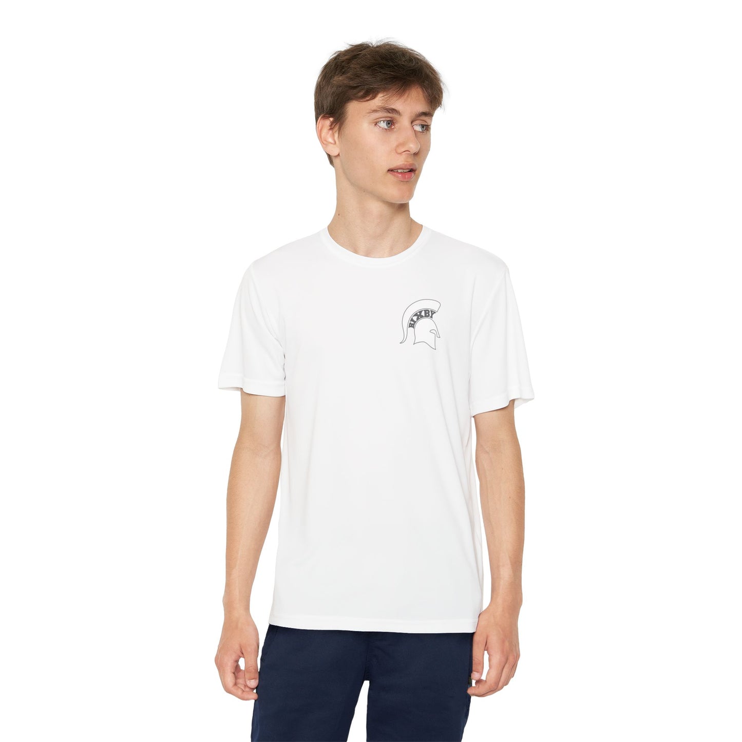 Spartan White Logo Youth Sport-Tek Tee