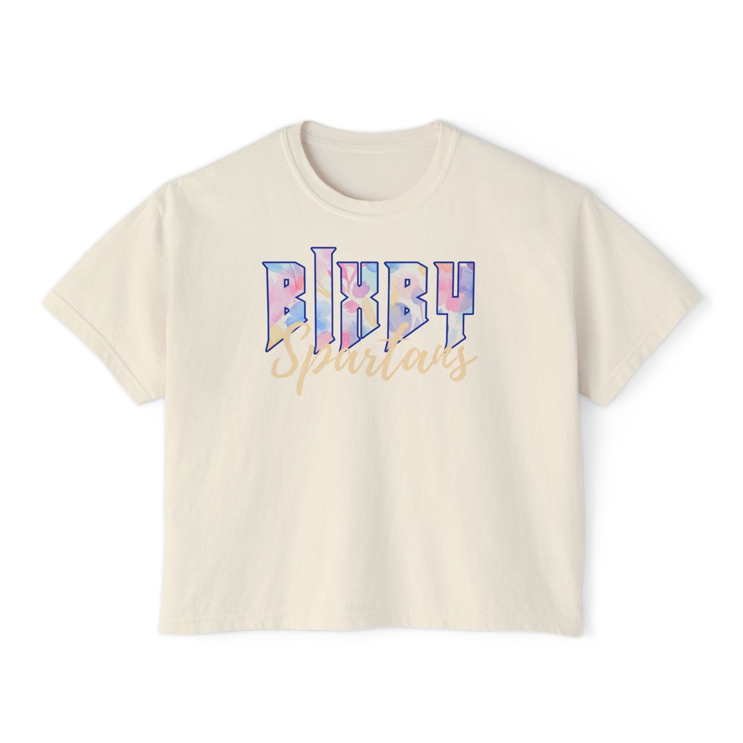 Bixby Spartans Comfort Colors Retro Floral Boxy Tee
