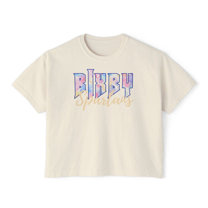 Bixby Spartans Comfort Colors Retro Floral Boxy Tee