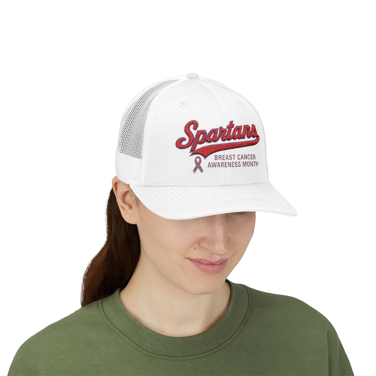 Spartans Breast Cancer Awareness Embroidered Trucker Snapback