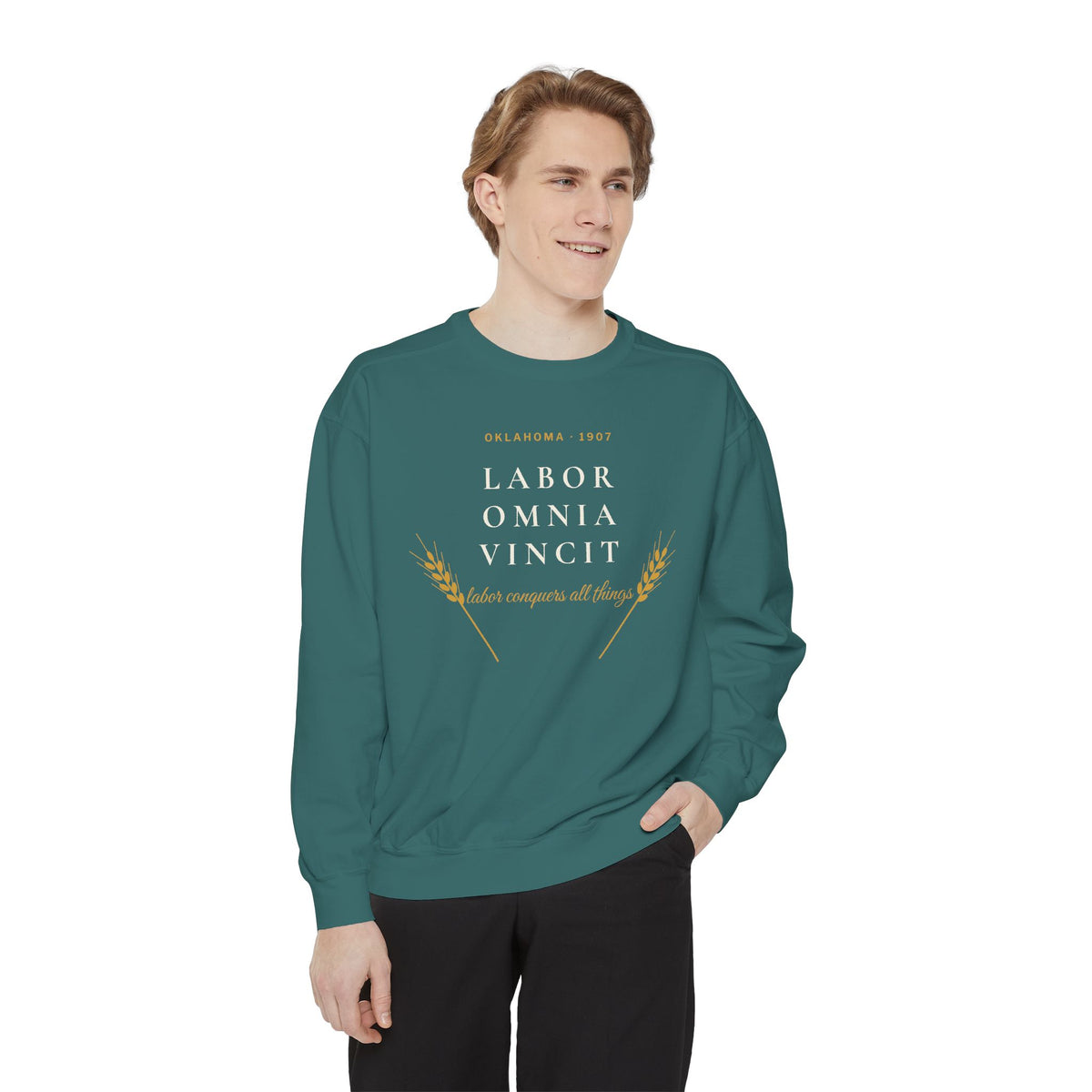 Labor Omnia Vincit Oklahoma Crewneck Sweatshirt | Comfort Colors
