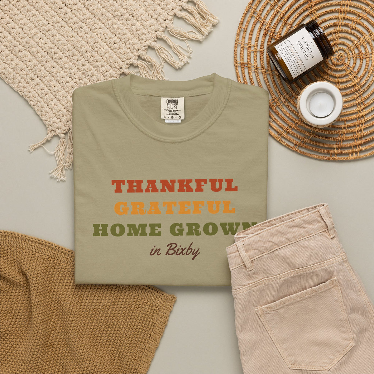 Thankful Grateful Home Grown Comfort Colors Tee
