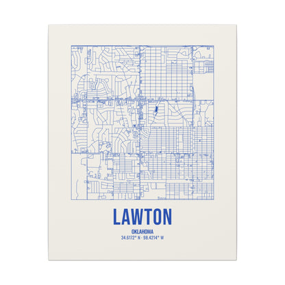 Lawton Street Map Canvas, Royal Blue on Cream