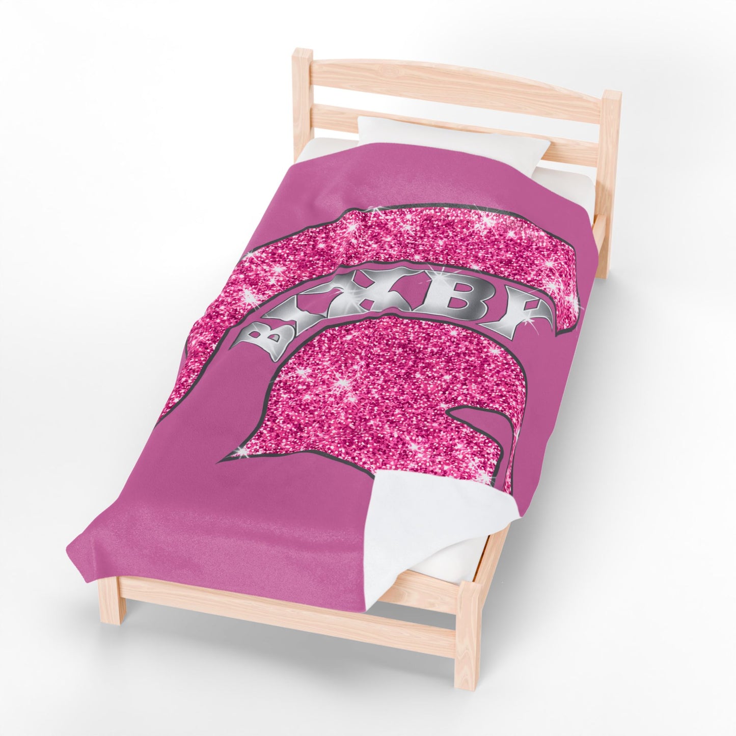 Spartan Pink Bling Logo Velveteen Plush Blanket
