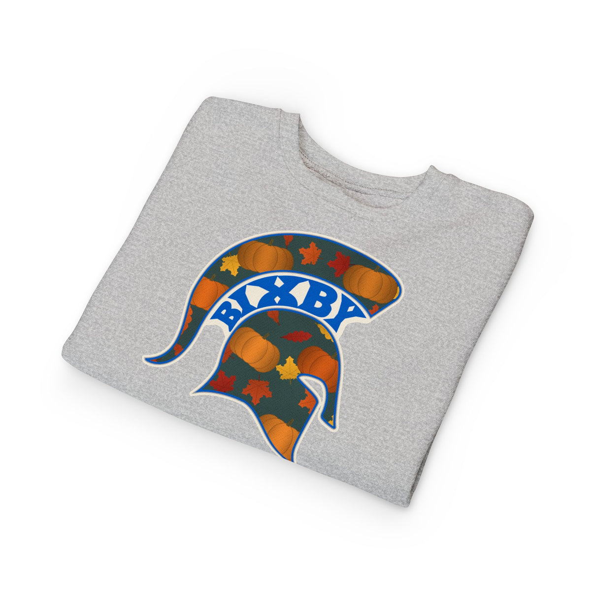 Bixby Spartans Pumpkin Patch Helmet Toddler Sweatshirt – Little Spartan Fall Crewneck