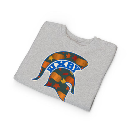 Bixby Spartans Pumpkin Patch Helmet Toddler Sweatshirt – Little Spartan Fall Crewneck