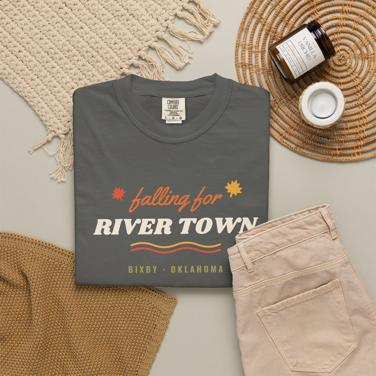 Falling for River Town Comfort Colors Tee
