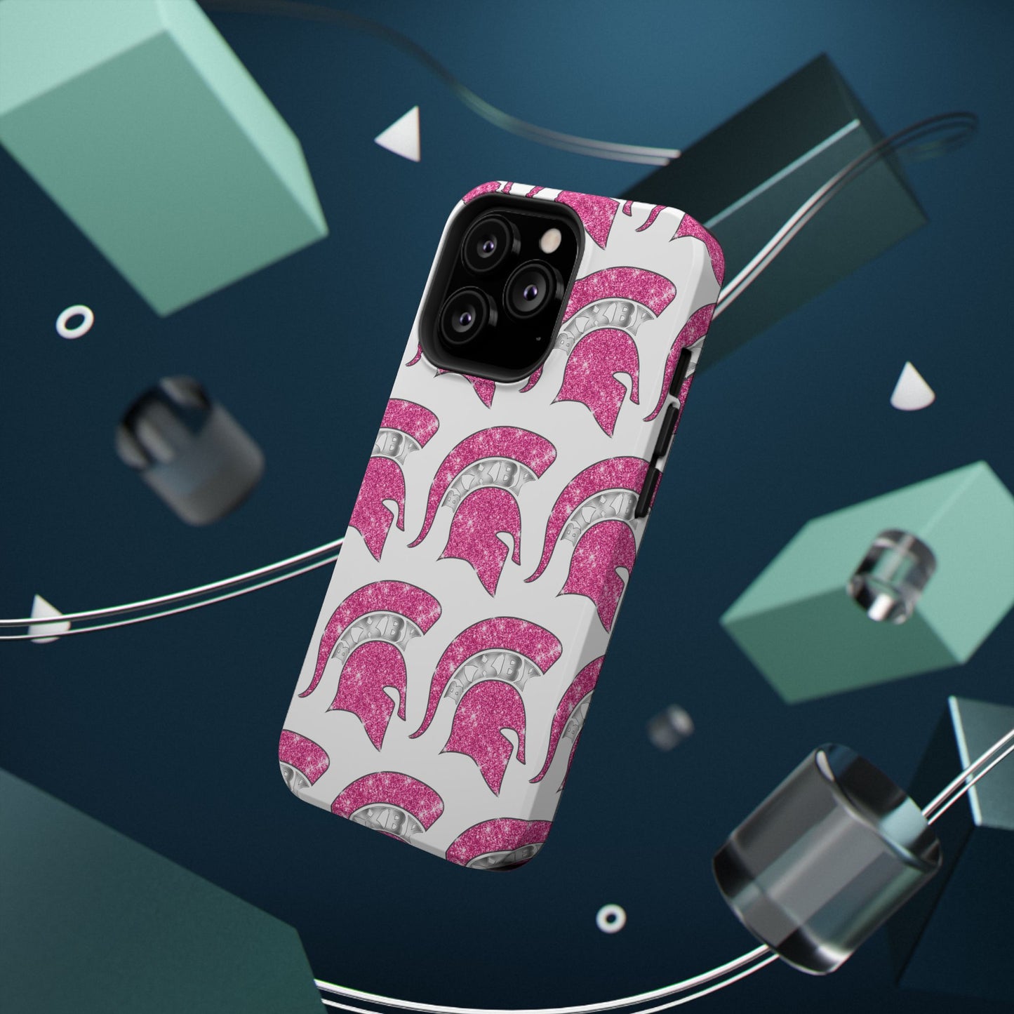 Bixby Spartan Pink Bling Logo Impact Resistant iPhone Case