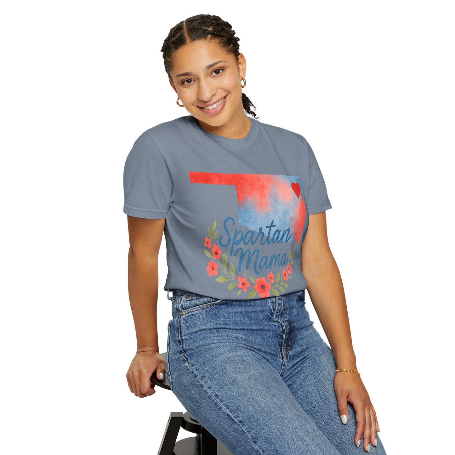 Spartan Mom Bixby OK Watercolor Comfort Colors Tee
