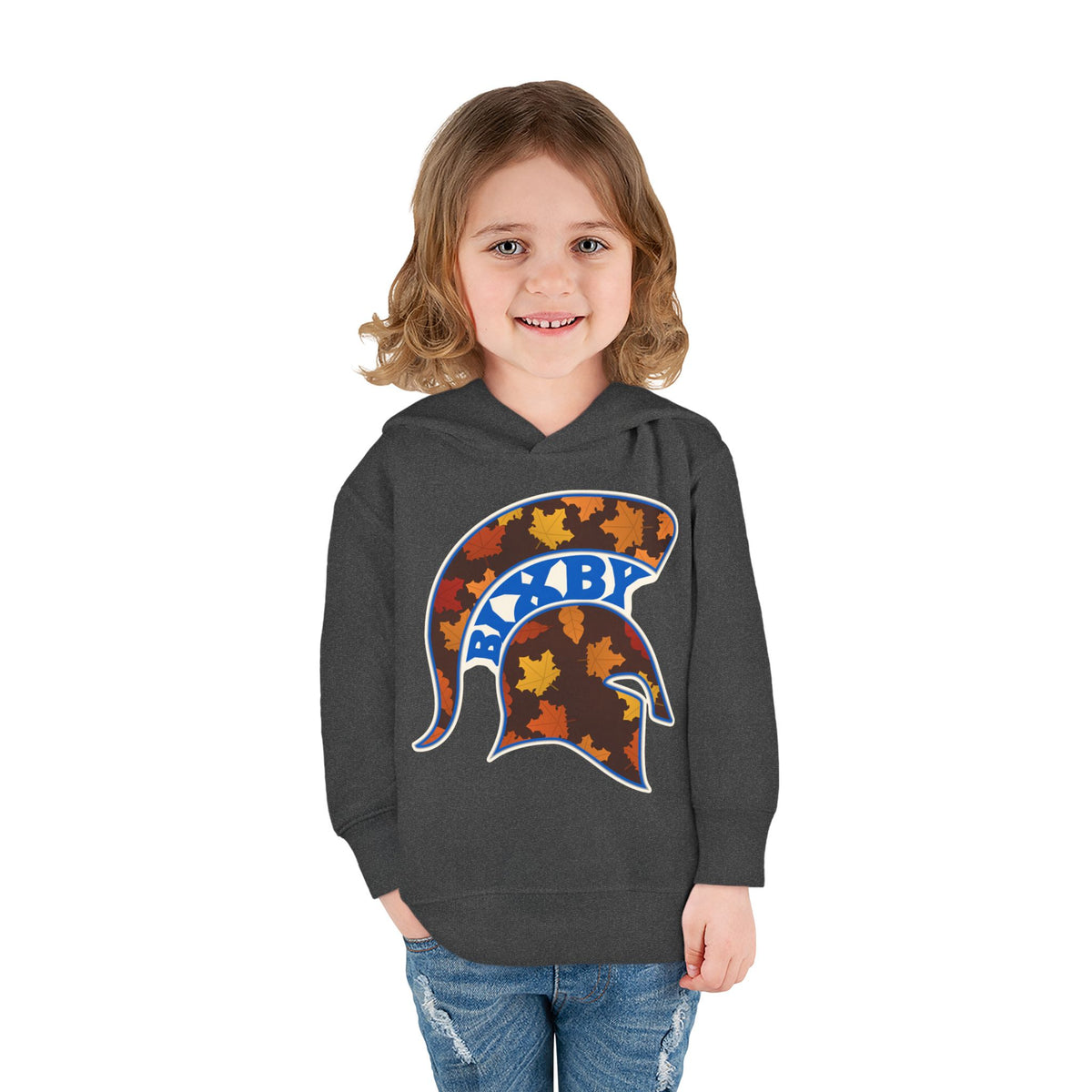 Bixby Spartans Fall Leaves Helmet Toddler Hoodie – Little Spartan Autumn Hoodie