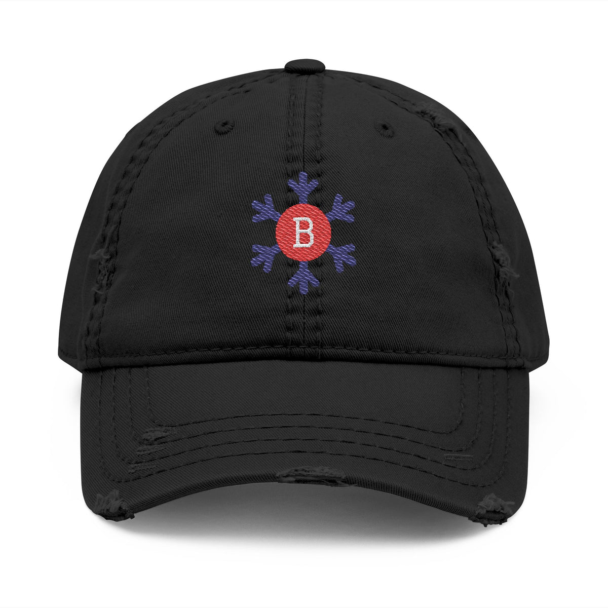 Bixby Spartans Snowflake B Distressed Dad Hat, Winter Embroidered