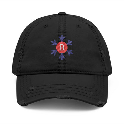 Bixby Spartans Snowflake B Distressed Dad Hat, Winter Embroidered
