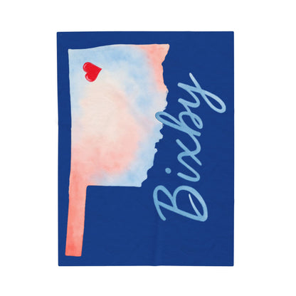 Bixby OK Watercolor Velveteen Plush Blanket