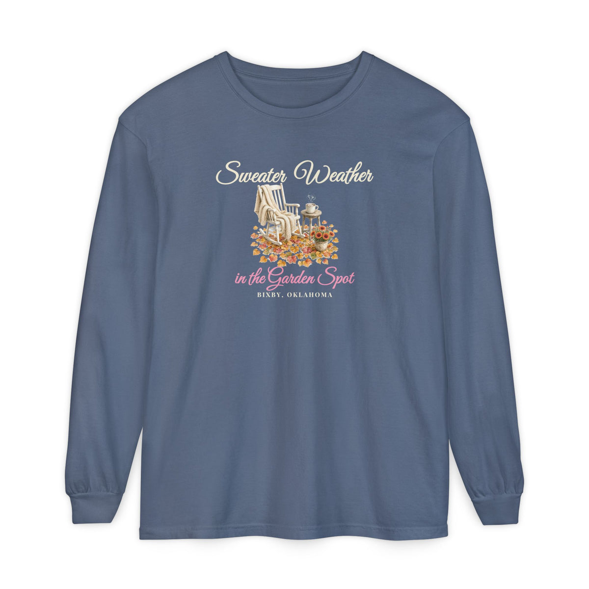 Sweater Weather in Bixby Long Sleeve in Blue Jean, front view