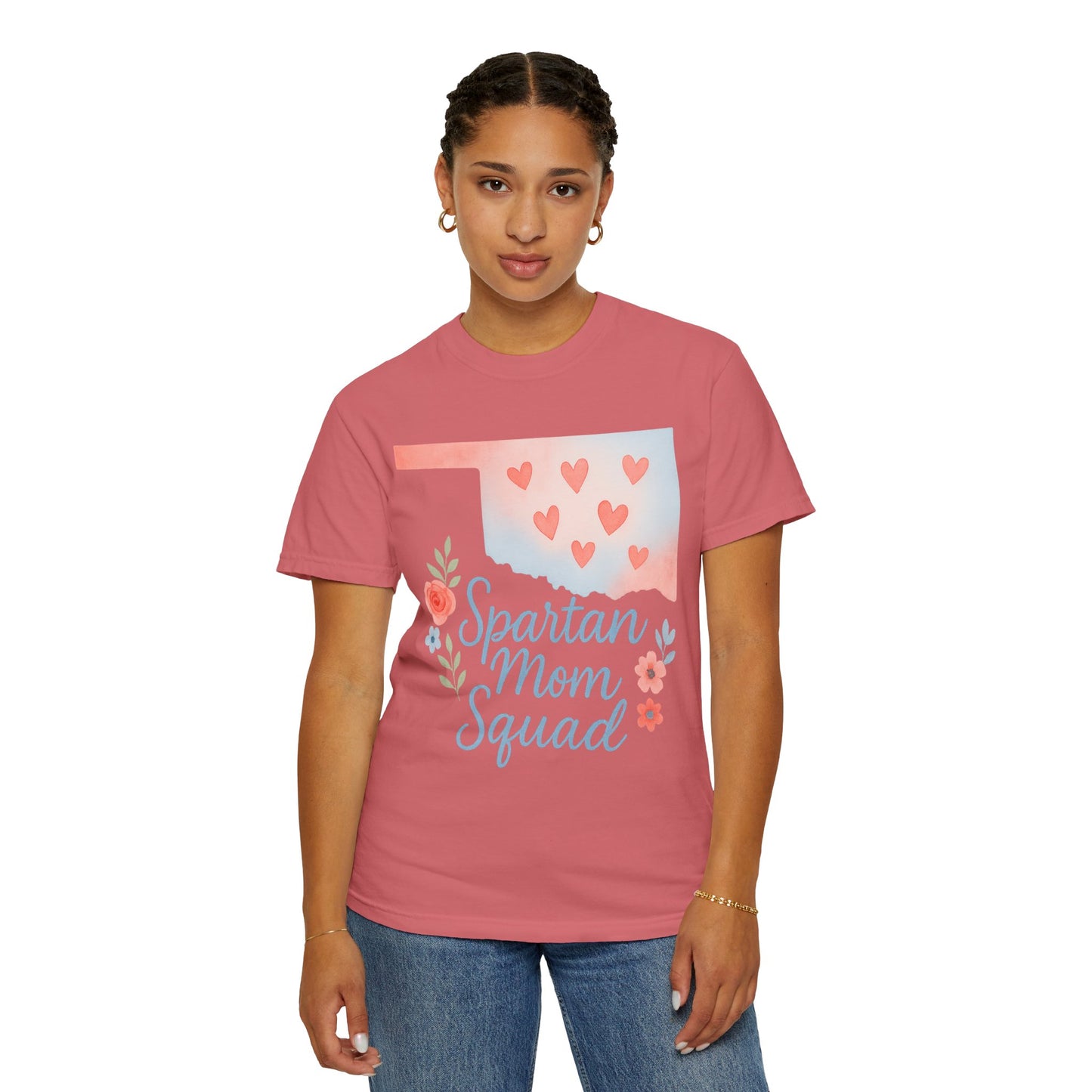 Spartan Mom Squad Bixby OK Watercolor Comfort Colors Tee