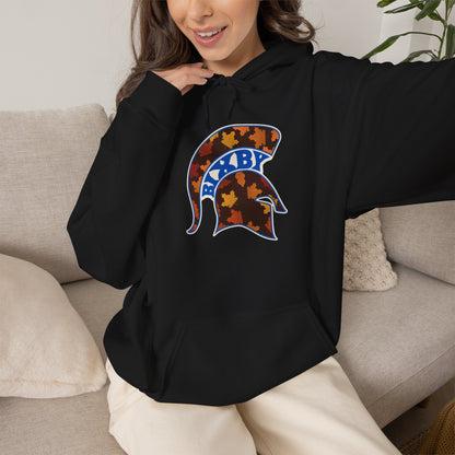 Bixby Spartans Fall Leaves Helmet Hoodie – Autumn Game Day Hooded Sweatshirt