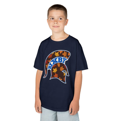 Bixby Spartans Fall Leaves Helmet Youth Tee – Kids Autumn Game Day Shirt