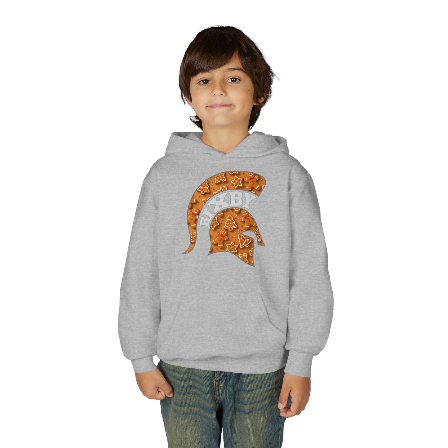 Bixby Spartan Gingerbread Helmet Youth Gildan Hoodie