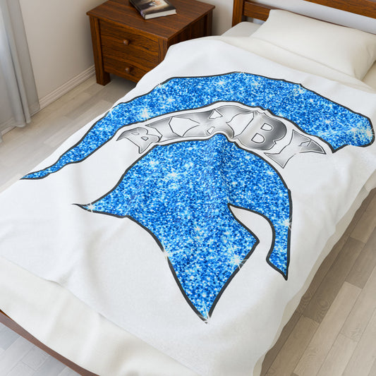 Spartan Blue Bling Logo Velveteen Plush Blanket
