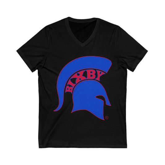 Spartans Blue Logo Women's Bella + Canvas V-Neck