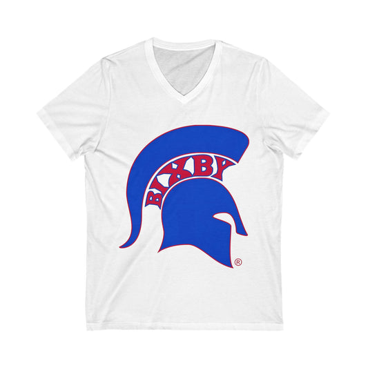 Spartans Blue Logo Women's Bella + Canvas V-Neck