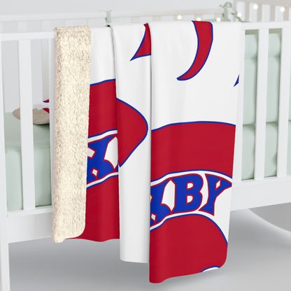 Spartan Red Large Pattern Logo Comfy Sherpa Fleece Blanket