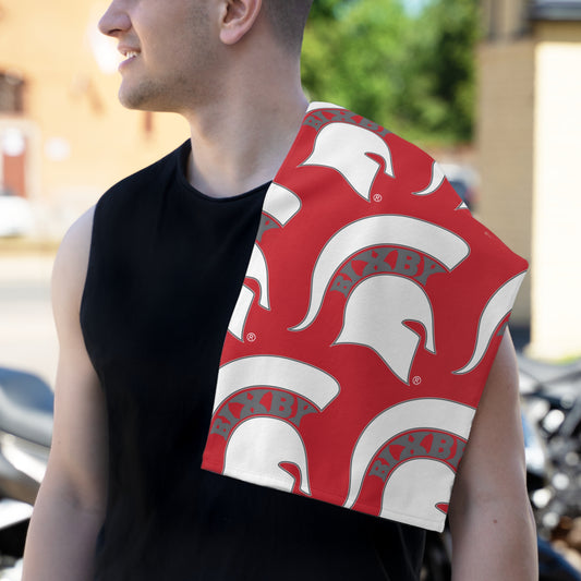 White Spartan Logo Rally Towel