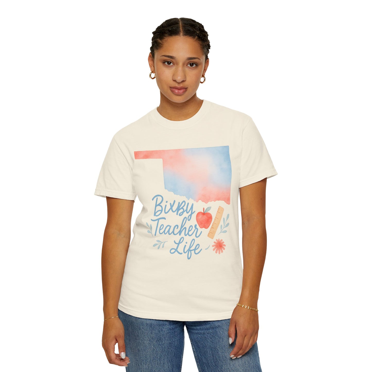 Teacher Life Bixby OK Watercolor Comfort Colors Tee