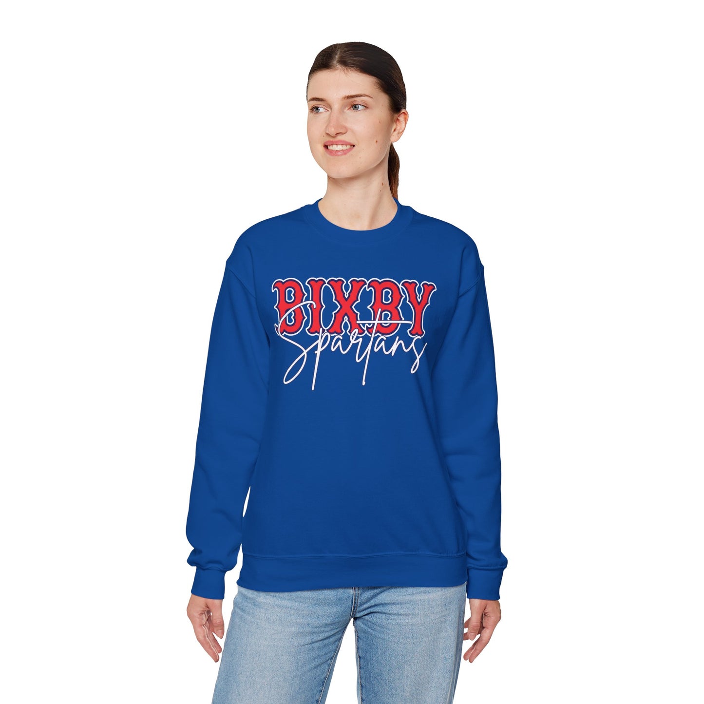 Bixby Spartans Cursive Print Gildan Sweatshirt