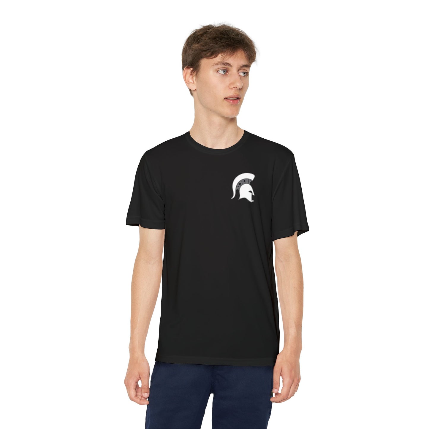 Spartan White Logo Youth Sport-Tek Tee