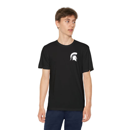 Spartan White Logo Youth Sport-Tek Tee