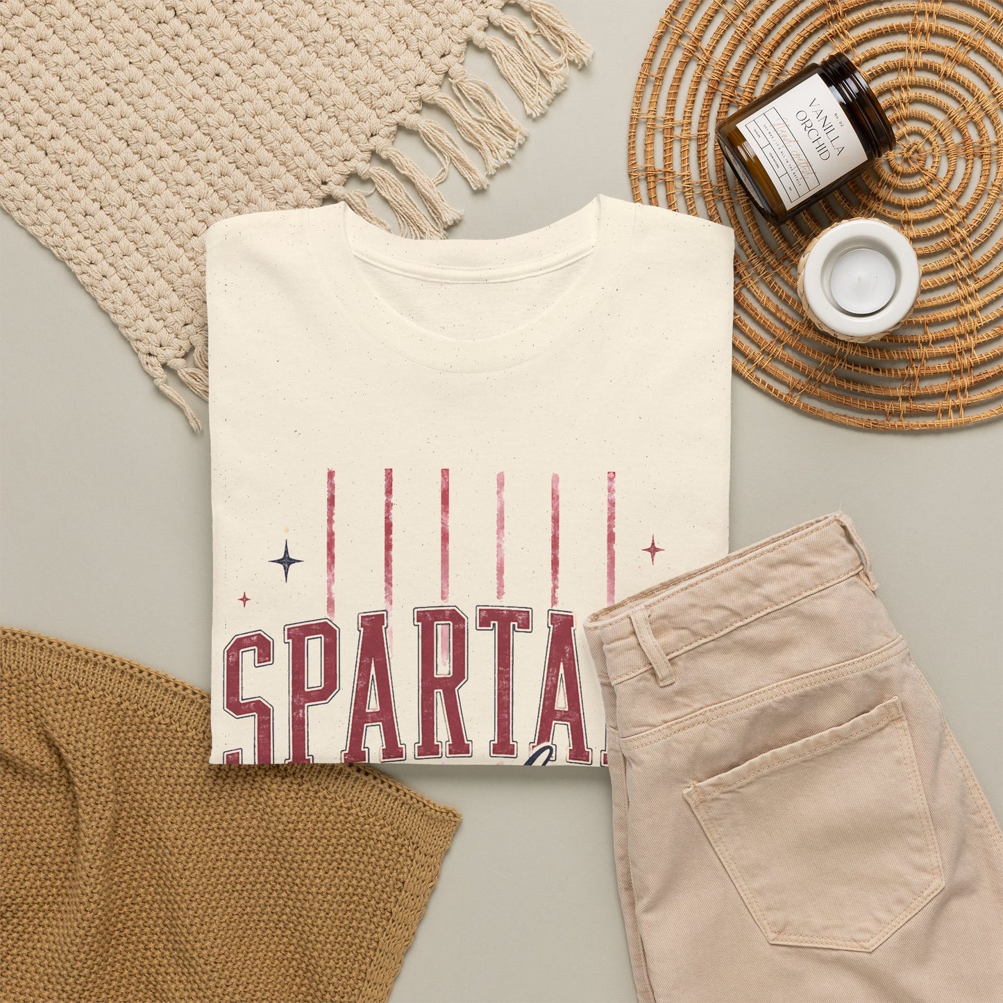 Spartans Bixby T-Shirt — Vintage Red Striped School Spirit Tee