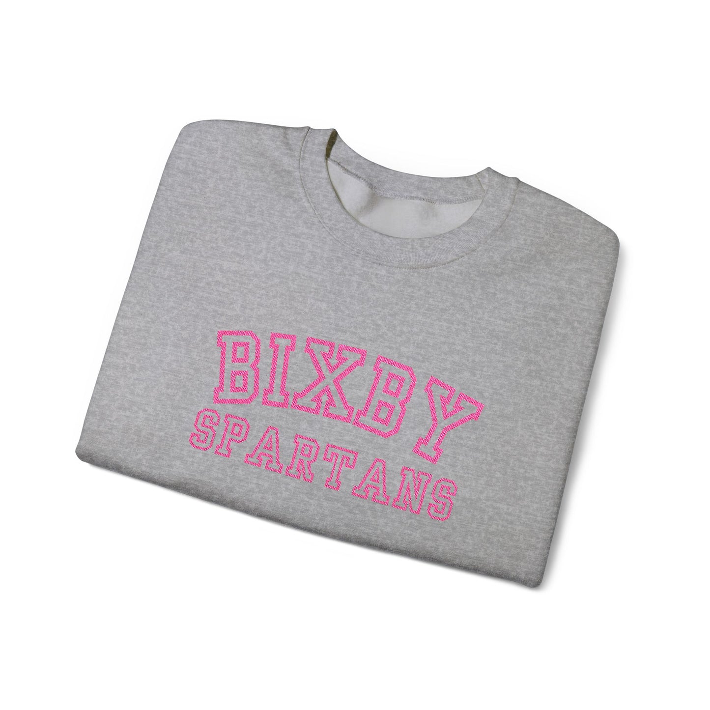 Bixby Spartans Embroidered Pink Font Gildan Sweatshirt