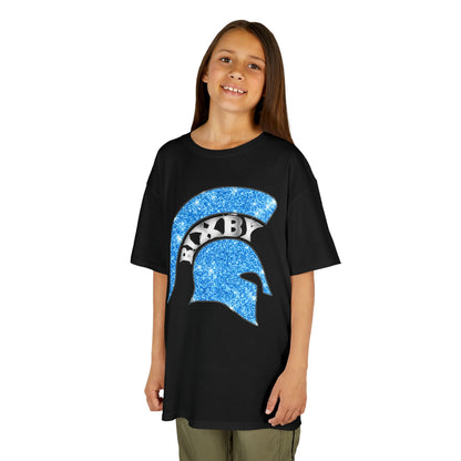 Bixby Spartan Blue Helmet Bling Youth Gildan Tee