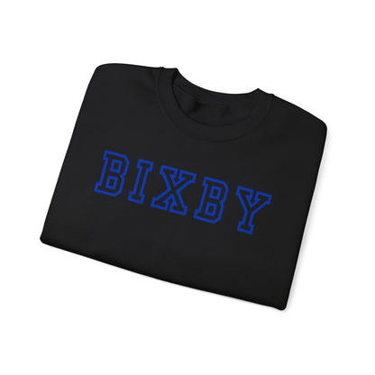 Bixby Spartans Bold Letter With Sleeve Blue Logo Sweatshirt