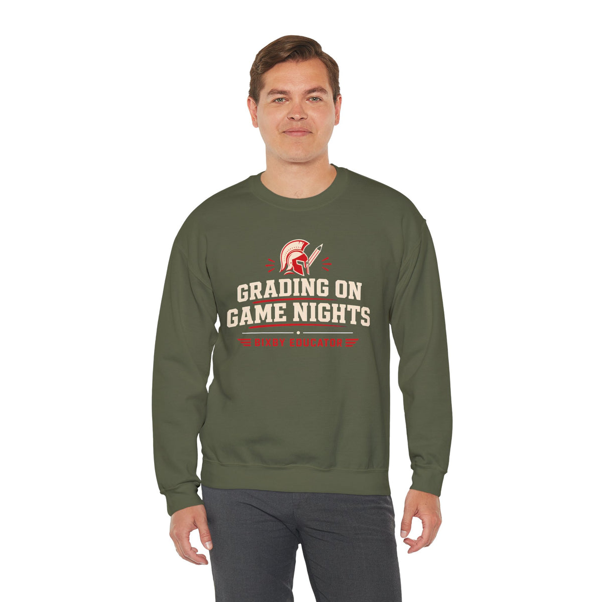 Bixby Spartans Grading On Game Nights - Funny Teacher Game Night Gift Sweatshirt