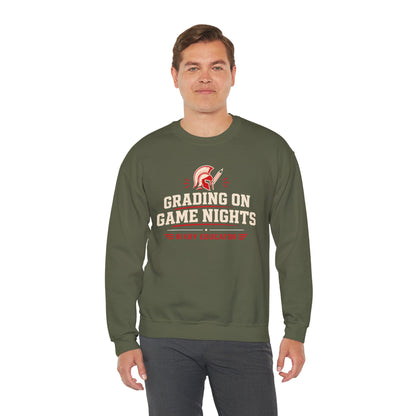 Bixby Spartans Grading On Game Nights - Funny Teacher Game Night Gift Sweatshirt