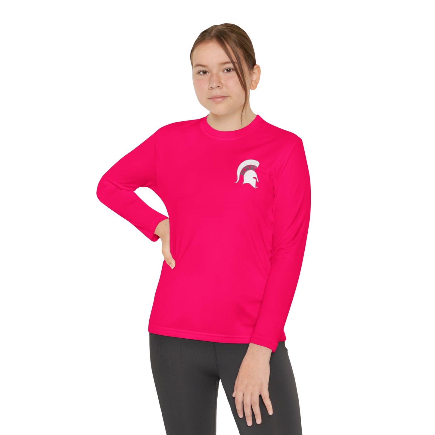 Spartan White Logo Youth Long Sleeve Sport-Tek Tee