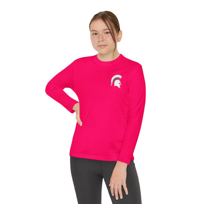 Spartan White Logo Youth Long Sleeve Sport-Tek Tee