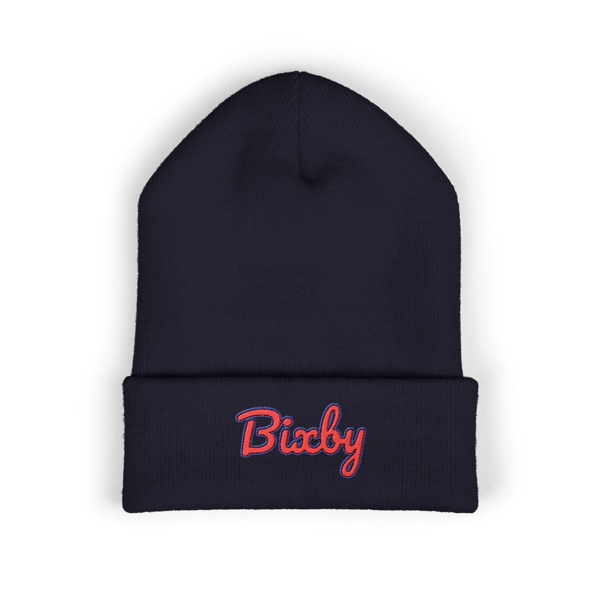 Bixby Spartans Embroidered Cuffed Beanie, Red Script Bixby