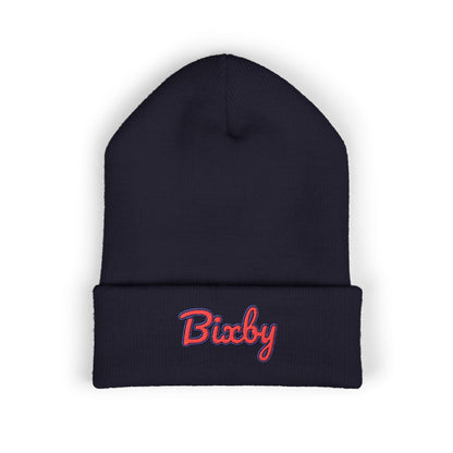 Bixby Spartans Embroidered Cuffed Beanie, Red Script Bixby