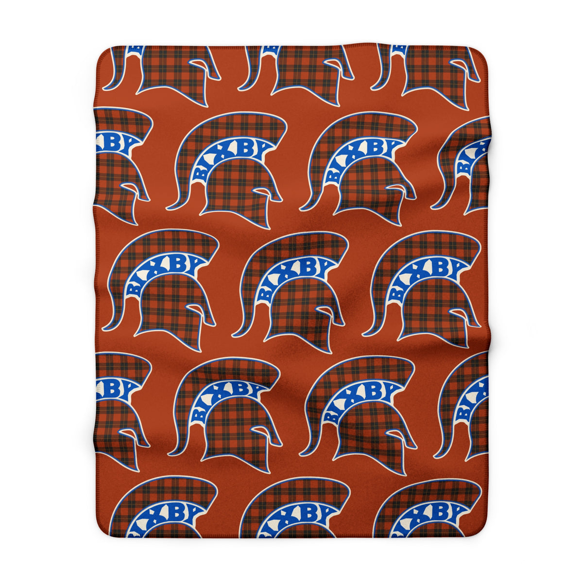 Red Plaid Bixby Spartans Helmet Sherpa Fleece Blanket – Cozy Fall Throw
