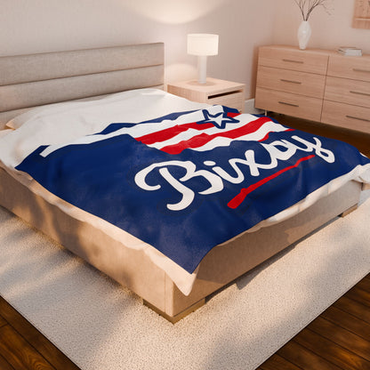Bixby OK Red White & Blue Velveteen Plush Blanket