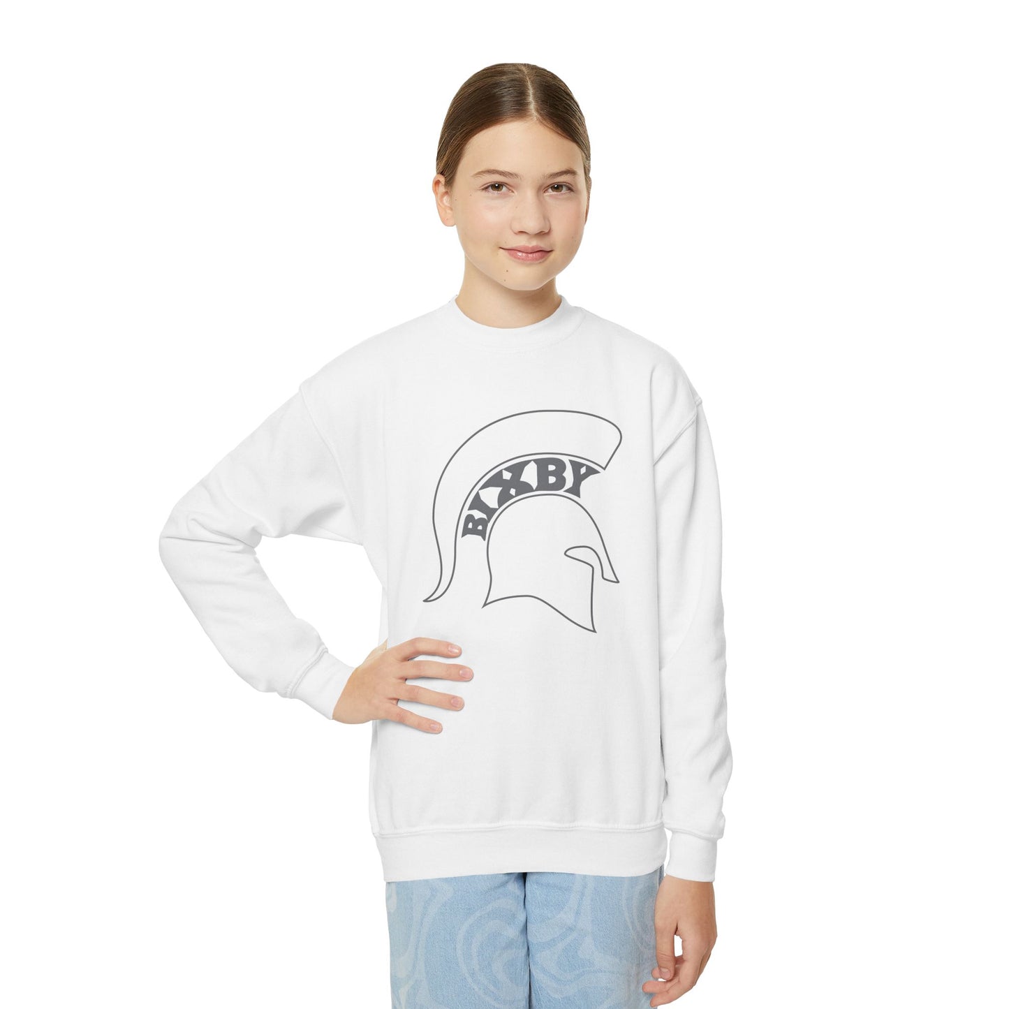 Spartan White Logo Youth Gildan Sweatshirt