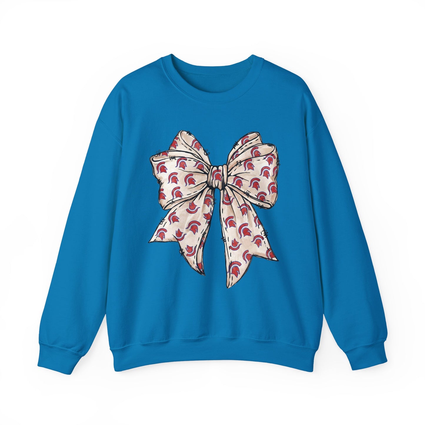 Spartan Helmet Pattered Bow Gildan Sweatshirt