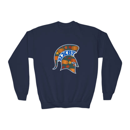 Bixby Spartans Pumpkin Patch Helmet Youth Sweatshirt – Kids Fall Crewneck