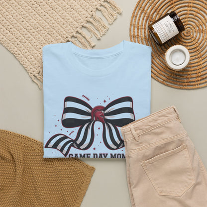 Game Day Mom T-Shirt – Striped Bow Football Mom Tee