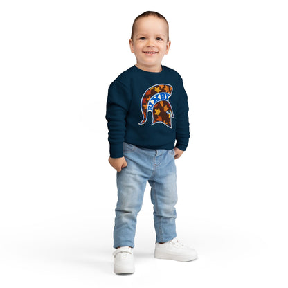 Bixby Spartans Fall Leaves Helmet Toddler Sweatshirt – Little Spartan Autumn Crewneck