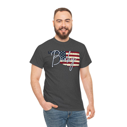 Oklahoma Flag Bixby Script Gildan Tee